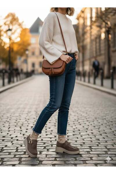 Luvesta حذاء مونك ستراب ذو نعل سميك من جلد الغزال الناعم