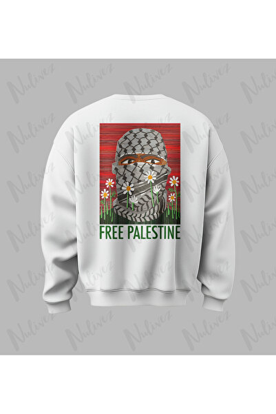 Nulivez Palestine Design Back Printed High Quality Unisex Oversized O Neck Sw...