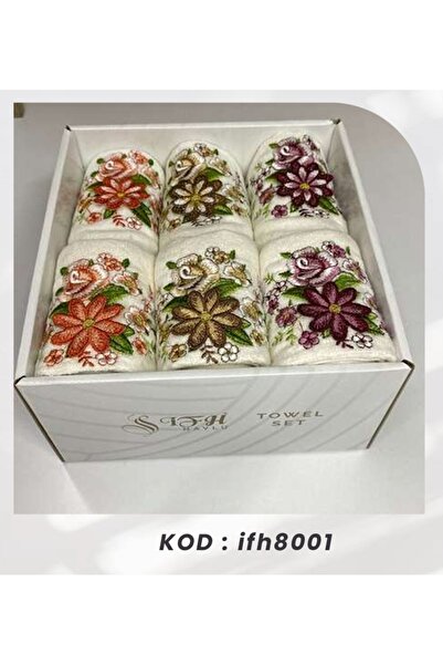 Bilmar 3D Embroidered Velvet Mother and Daughter Face and Kitchen Towels 3+3 ...