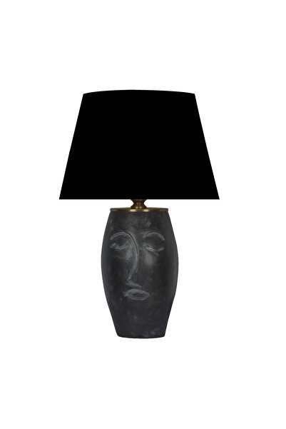 MOENAStudio Black Ab Lace-Like Knit Ceramic Table Lamp with Face Figure-Black...