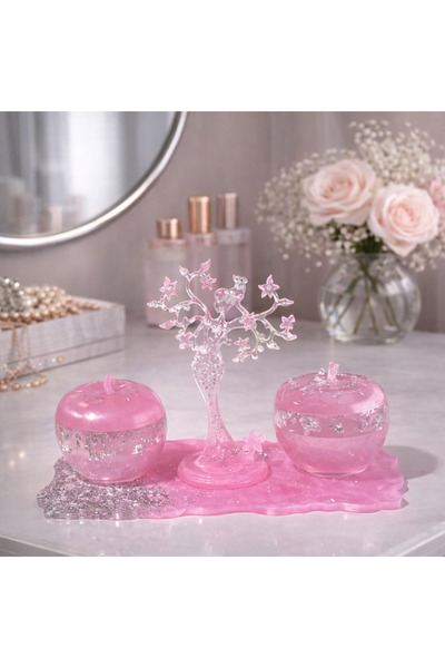 ARTEVIA HOME Barby Pembe Epoksi Makyaj Masası Seti - Takı Aksesuar Düzenleyici