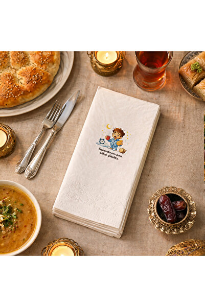 Kidzia Sahur Temalı Baskılı Peçete | “Sahurdayım Ama Aklım Yatakta” Yazılı | ...