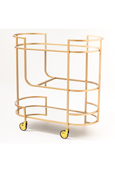 homez serving trolley 3 tier in gold 80*39*82cm
