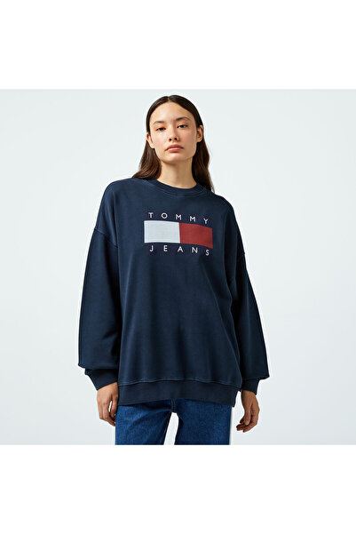 Tommy Hilfiger Tommy Jeans Kadın Mavi Sweatshirt