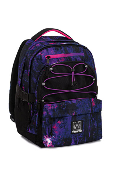 Mitama Backpack 3 Compartments Purple and Black Design