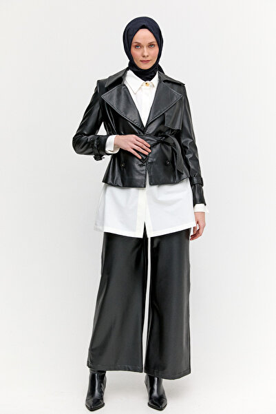 Setrms Suni Deri Geniş Paça Pantolon