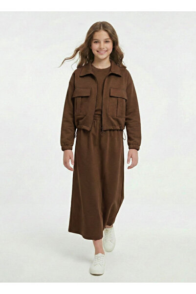 Joui Co Kız Çocuk Spor Şık Ceketli 2’li Tesettüre Uygun Takım-AÜT-5040