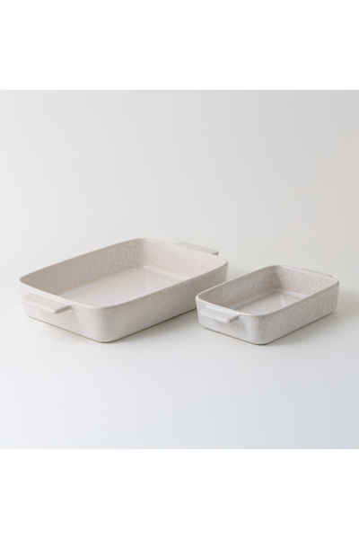 LA MESA stoneware oven to table 2pcs rectangular dish set, white
