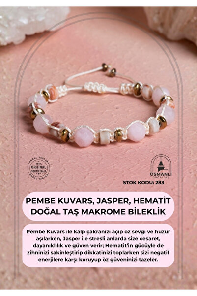 OSMANLI DOĞAL TAŞ Certified Pink Quartz, Jasper, Hematite Natural Stone Macra...