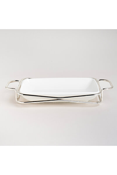 LA MESA Rectangular Plate With Stand Silver