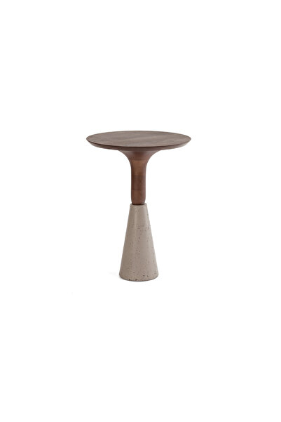 homez lui side table with concrete base, walnut 40*40*55 cm