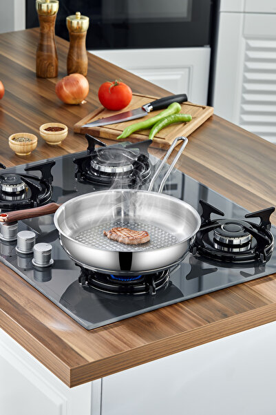 Cooker Lara 24 Cm Paslanmaz Çelik İndüksiyon Uyumlu Tava CKR3937
