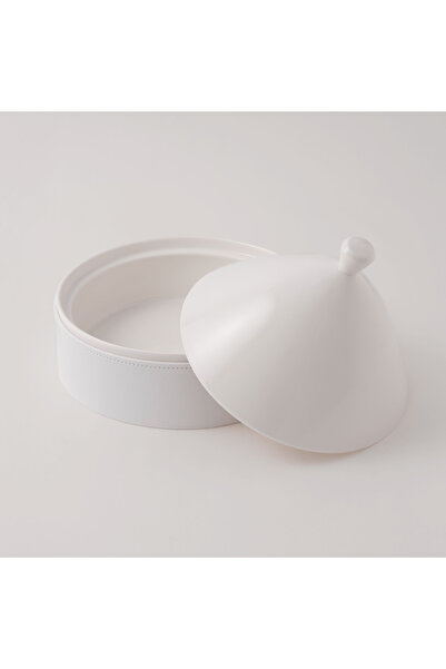 LA MESA Porcelain Tagine With Plain Leather Coat, White, 7"