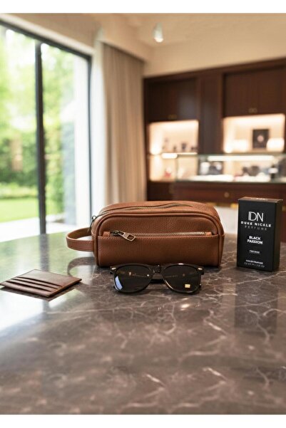 Duke Nickle Men's Tan Bag Glasses Card Holder Perfume 4-Piece Luxury Stylish ...