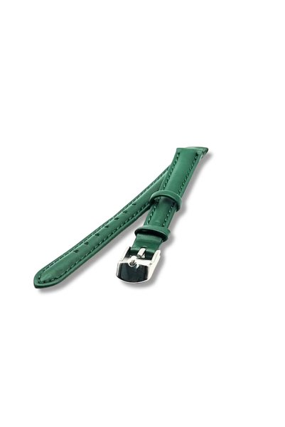 GENUINE LEATHER Curea de Ceas Piele Culoare Verde Latime 14 mm Catarama Clasica Argintie