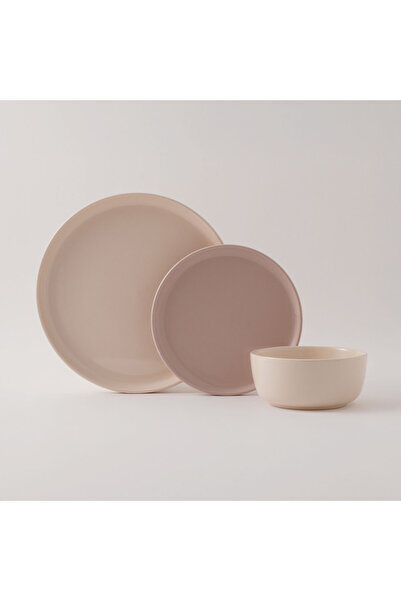 LA MESA 12Pcs Stoneware Dinner Set, Beige