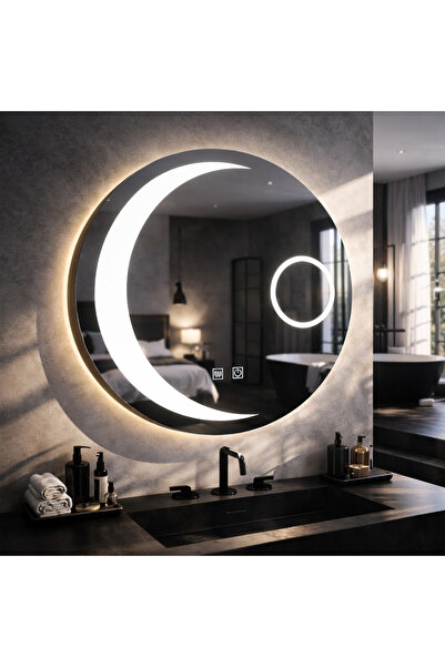 KORMAN TECHNIK Oglinda LED Rotunda, 80cm, Orbis Touch, Sistem Dezaburire, Dim...