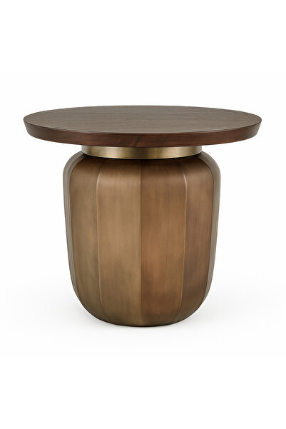 homez طاولة جانبية خشبية 51 × 47 سم، لون بني