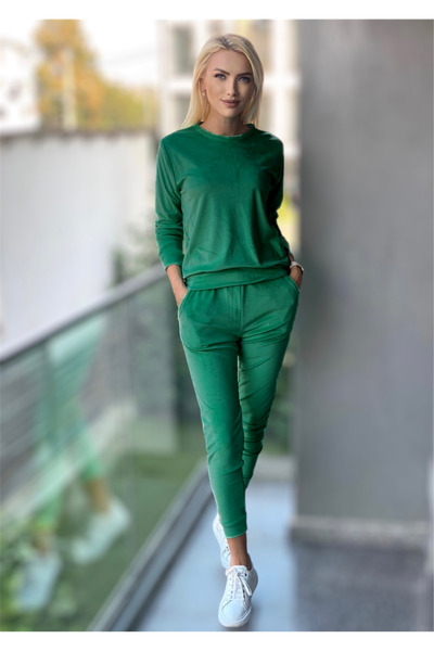 Muzky Velvet tracksuit, emerald green, size M,