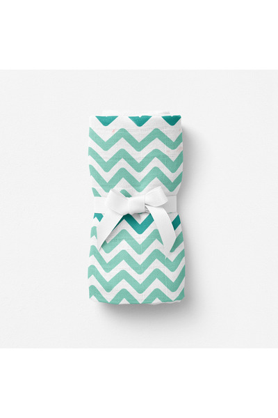 itsybitsy Big Flower Green Zigzag, Muslin Baby Blanket, 70X70 cm