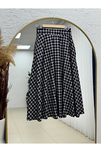 BENAHOLL Saime Mini Plaid Skirt-Bn4580 Navy Blue