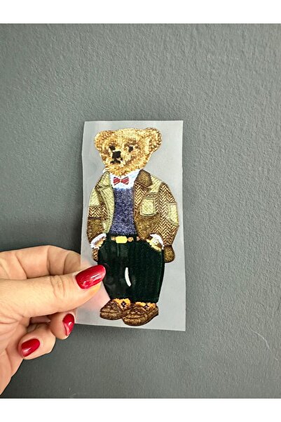 Gönülden Tasarım Ütü İle Yapışan Ayı Transfer Baskı Arma 13X5 Cm