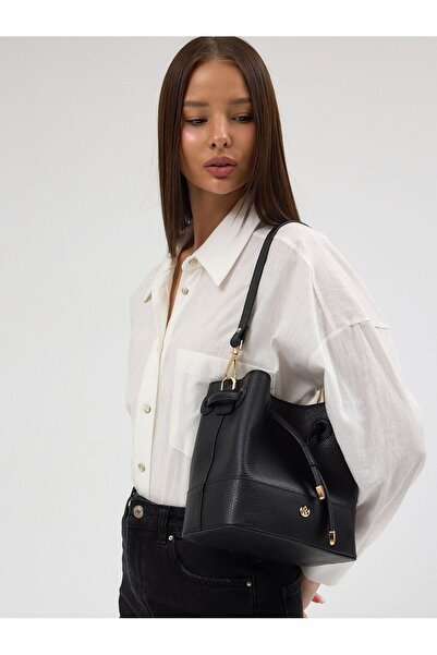 Meskanto Geantă de mână și de umăr cu șnur din piele naturală Eva