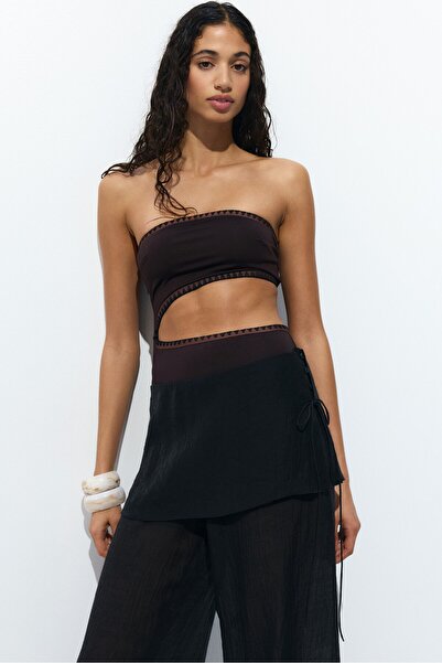 H&M Dolgulu Kuplu Bandeau Mayo High Leg