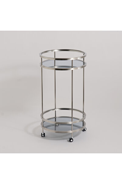 homez metal two tier serving trolley 50*90cm, silver