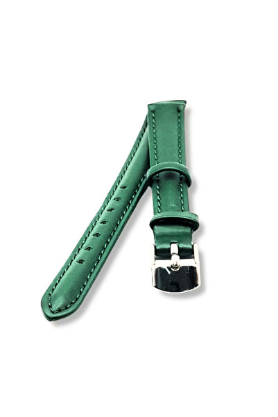 GENUINE LEATHER Curea de Ceas Piele Culoare Verde Latime 14 mm Catarama Clasi...