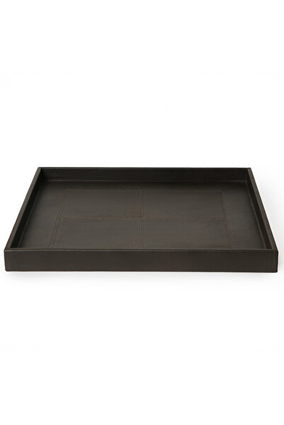 homez صينية جلدية مغربية 50 × 50 × 4 سم، بني