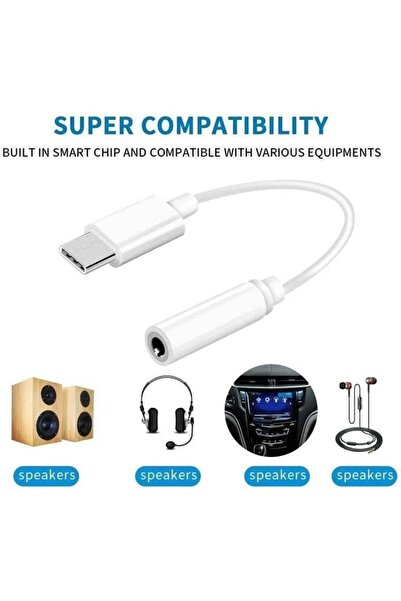 Yıldızan USB Type-C - AUX- 3.5mm Kulaklık Jak Adaptörü, Type C - Aux Dönüştür...