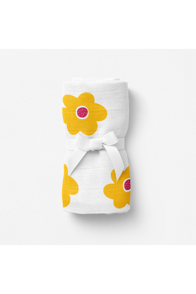 itsybitsy Amulet Lemon Bloom, Muslin Baby Blanket, 100X100 cm