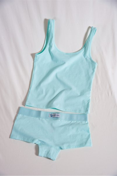 ISLENA Comfy Set - Aqua Breeze (Tank Top + Boxer Shorts Set)