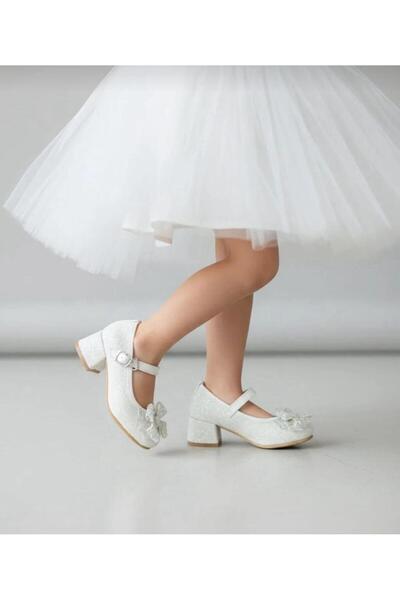 Gala حذاء بكعب للأطفال مزين بفيونكة من الزجاج المكسور