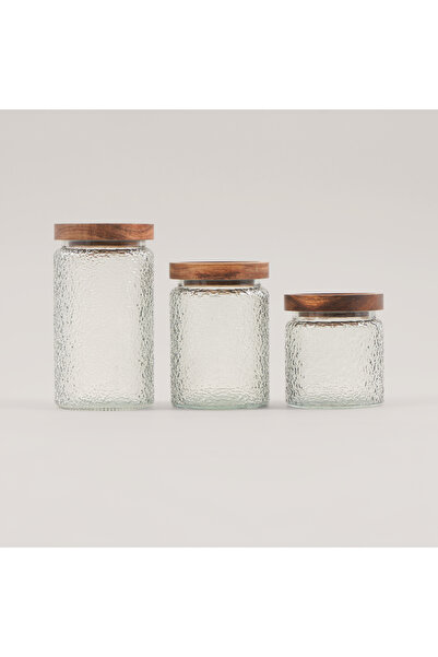Alberto 3pcs glass canister set with acacia wooden lids