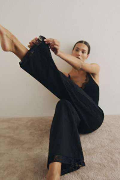 H&M Dantel Şeritli ve Büzgü Bağlı Pantolon