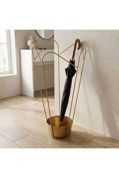 MOİRA Altın Gold Metal Dekoratif Şemsiyelik Modern Tasarım Antre Ofis Şemsiye...