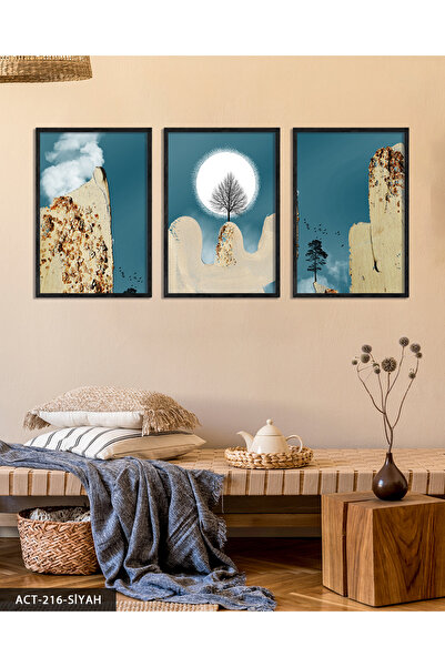 Evinemoda Artă modernă Tablou înrămat pe lemn în 3 piese ACT