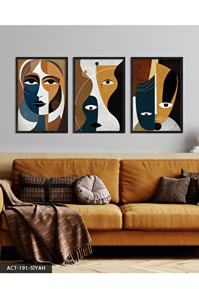 Evinemoda Apstraktna umetnička portretna slika u drvenom okviru, 3 dela