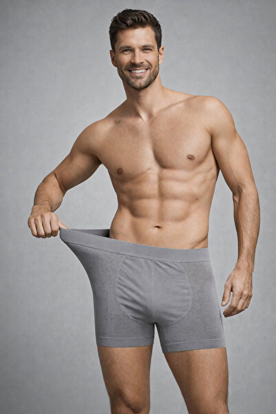 SÜSEN LİNGERİE ERKEK DİKİŞSİZ ESNEK GRİ BOXER, ERKEK GRİ DİKİŞSİZ DON