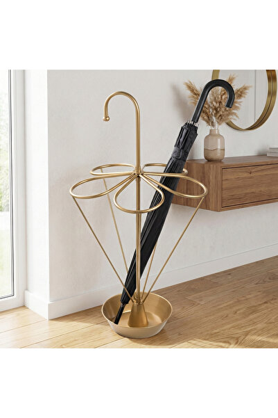 MOİRA Altın Gold Metal Dekoratif Şemsiyelik Modern Tasarım Antre Ofis Şemsiye...