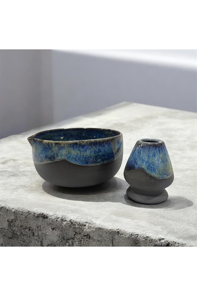 HAB TRADE El Yapımı Seramik Matcha Seti – 2 Parça | Matcha Kasesi ve Ölçü Kab...