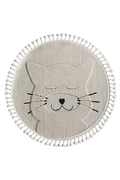Neşem Halı Boutique Kids - Kitty Yuvarlak Kedi Figürlü Antialerjik Bebek Odas...