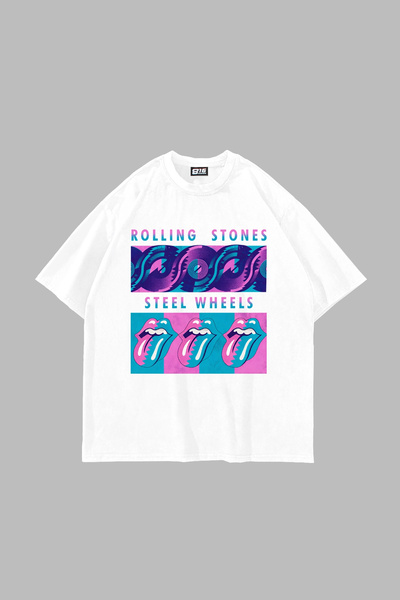 Sekizbiraltı Steel Wheel Printed Oversized Unisex White Tshirt