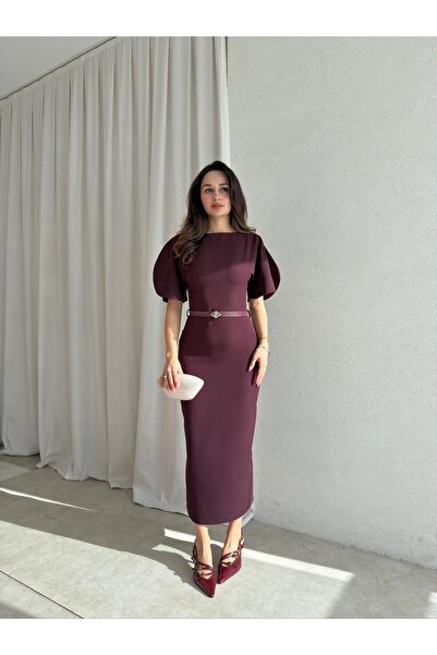 Mooi Butik فستان كتان 8822 - لون البرقوق