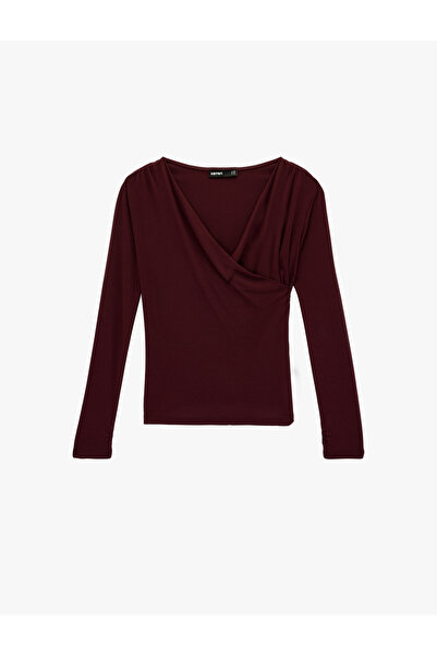 Koton Modal Fabric Slim Fit Long Sleeve Double-Breasted Degaje Collar Blouse