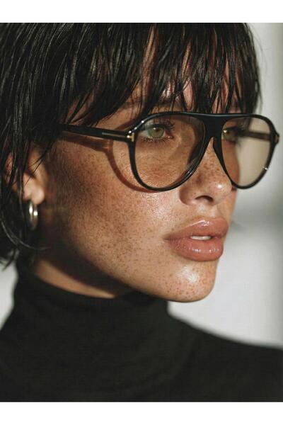 Angel Eyes Black Frame Nude Glass Retro Pilot Glasses with Blue Light Protect...