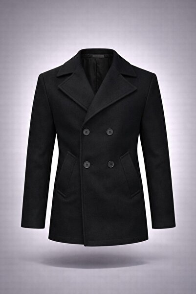 LUMAST Slim Fit Winter Double-Breasted Medium Length Cashmere Coat