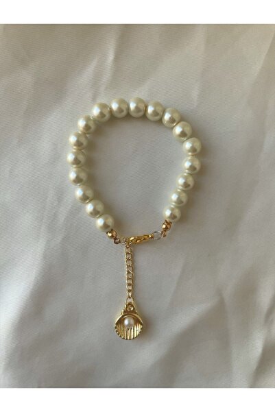 Uno Di Famiglia Zarif midye figürlü krem inci bileklik